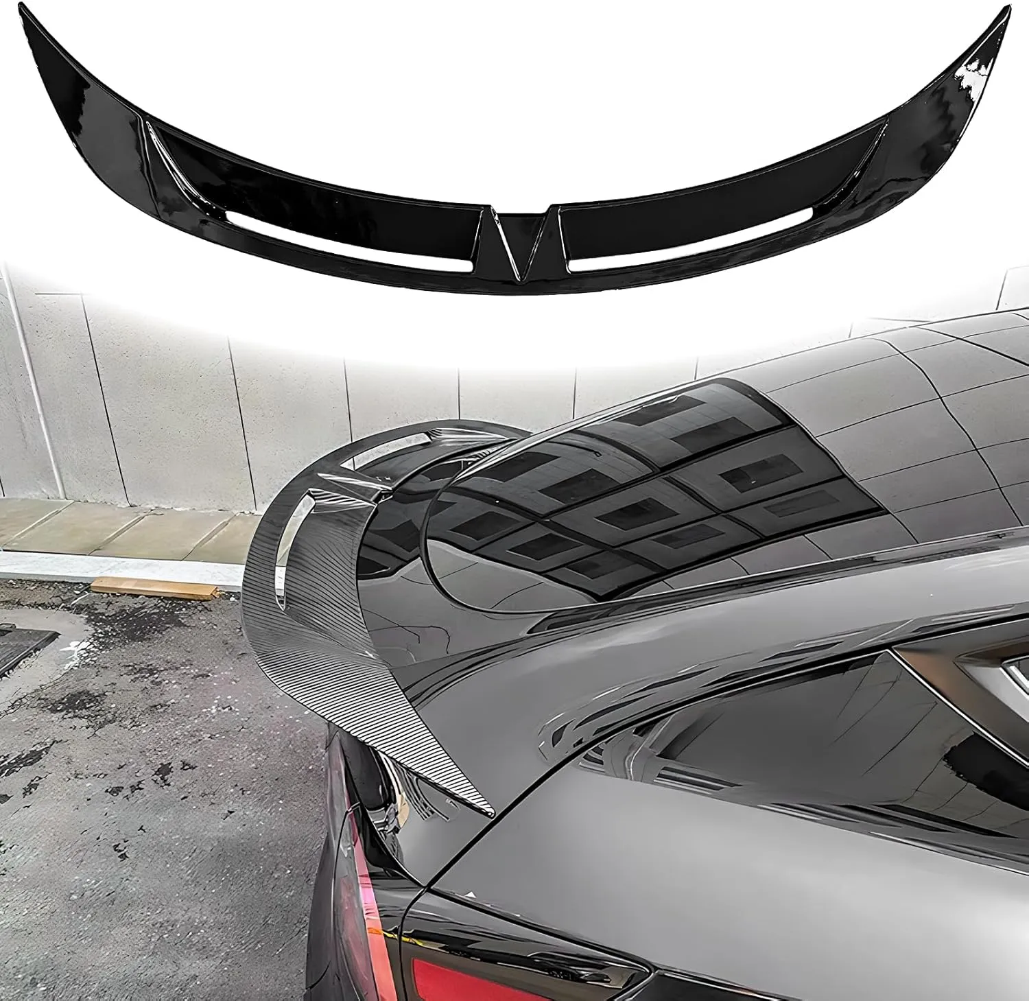 Spoiler for Tesla Model Y 2020-2025 Tubro Style ABS Material Rear Trunk Lip Spoiler Tail Wing (Gloss Black)