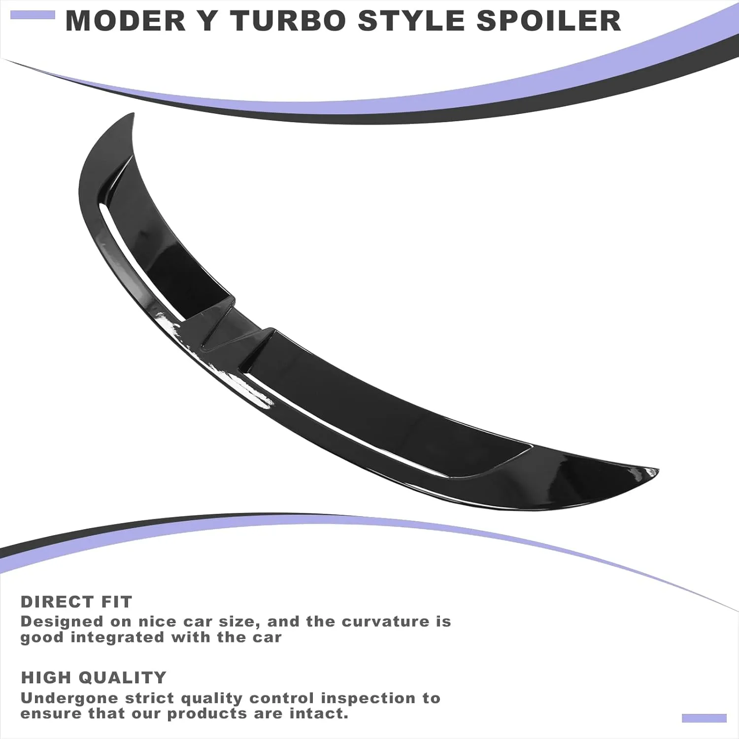 Spoiler for Tesla Model Y 2020-2025 Tubro Style ABS Material Rear Trunk Lip Spoiler Tail Wing (Gloss Black)