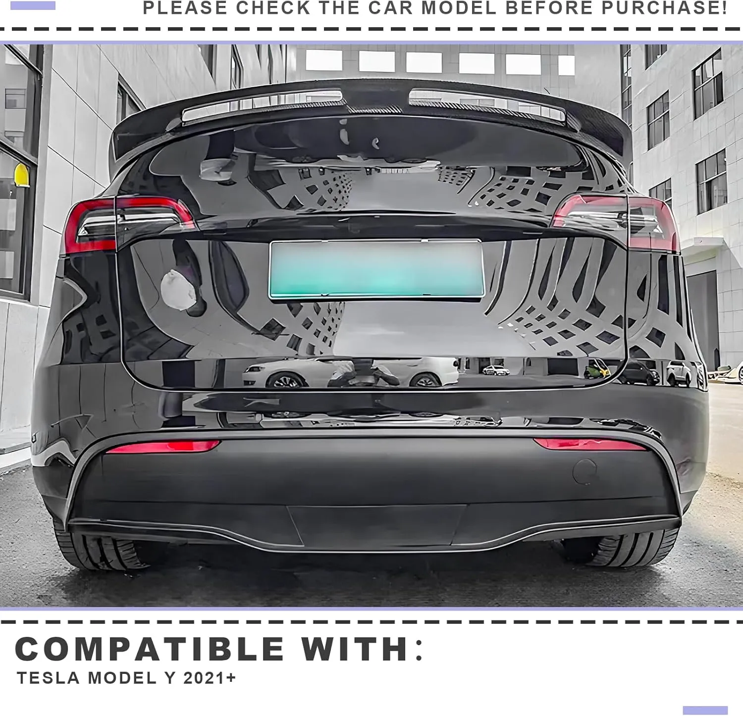 Spoiler for Tesla Model Y 2020-2025 Tubro Style ABS Material Rear Trunk Lip Spoiler Tail Wing (Gloss Black)