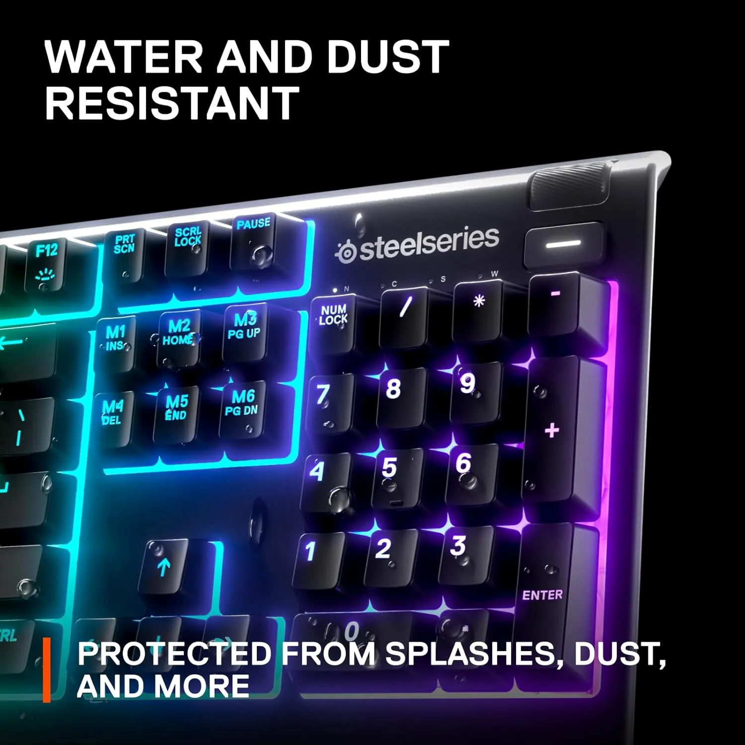 SteelSeries Apex 3 RGB Gaming Keyboard  10-Zone RGB Illumination  IP32 Water Resistant  Premium Magnetic Wrist Rest (Whisper Quiet Gaming Switch)