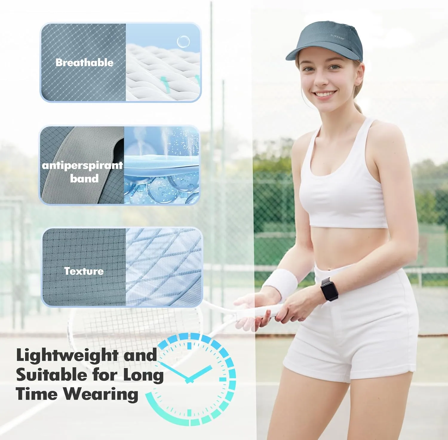 Sukeen Lightweight Sun Hat for Women Men,Quick Drying Baseball Cap UPF50  Running Hats Foldable Sport Cap for Outdoor Daily