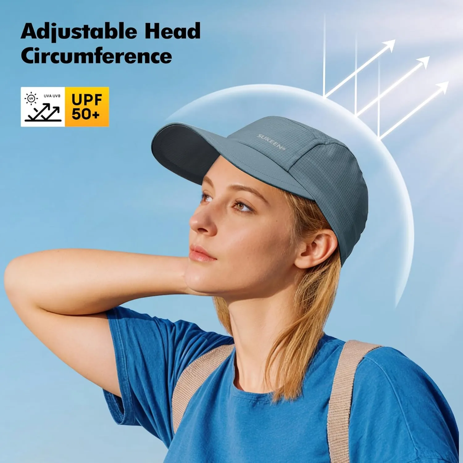 Sukeen Lightweight Sun Hat for Women Men,Quick Drying Baseball Cap UPF50  Running Hats Foldable Sport Cap for Outdoor Daily
