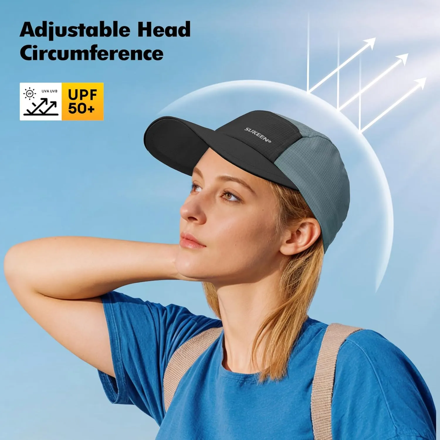 Sukeen Lightweight Sun Hat for Women Men,Quick Drying Baseball Cap UPF50  Running Hats Foldable Sport Cap for Outdoor Daily