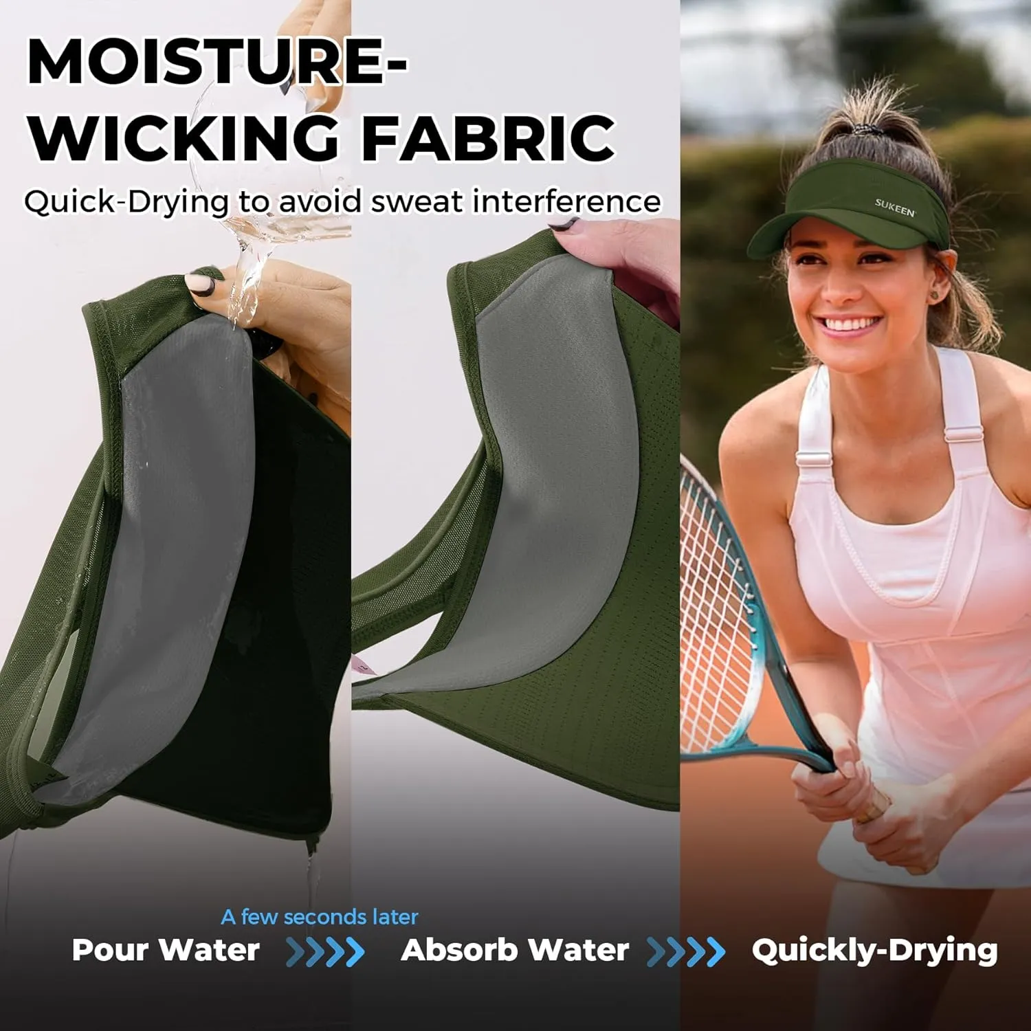 Sukeen Sports Sun Visor Men Women Lightweight Packable Cooling Stretchy Visor Hat for Running, Tennis, Golf