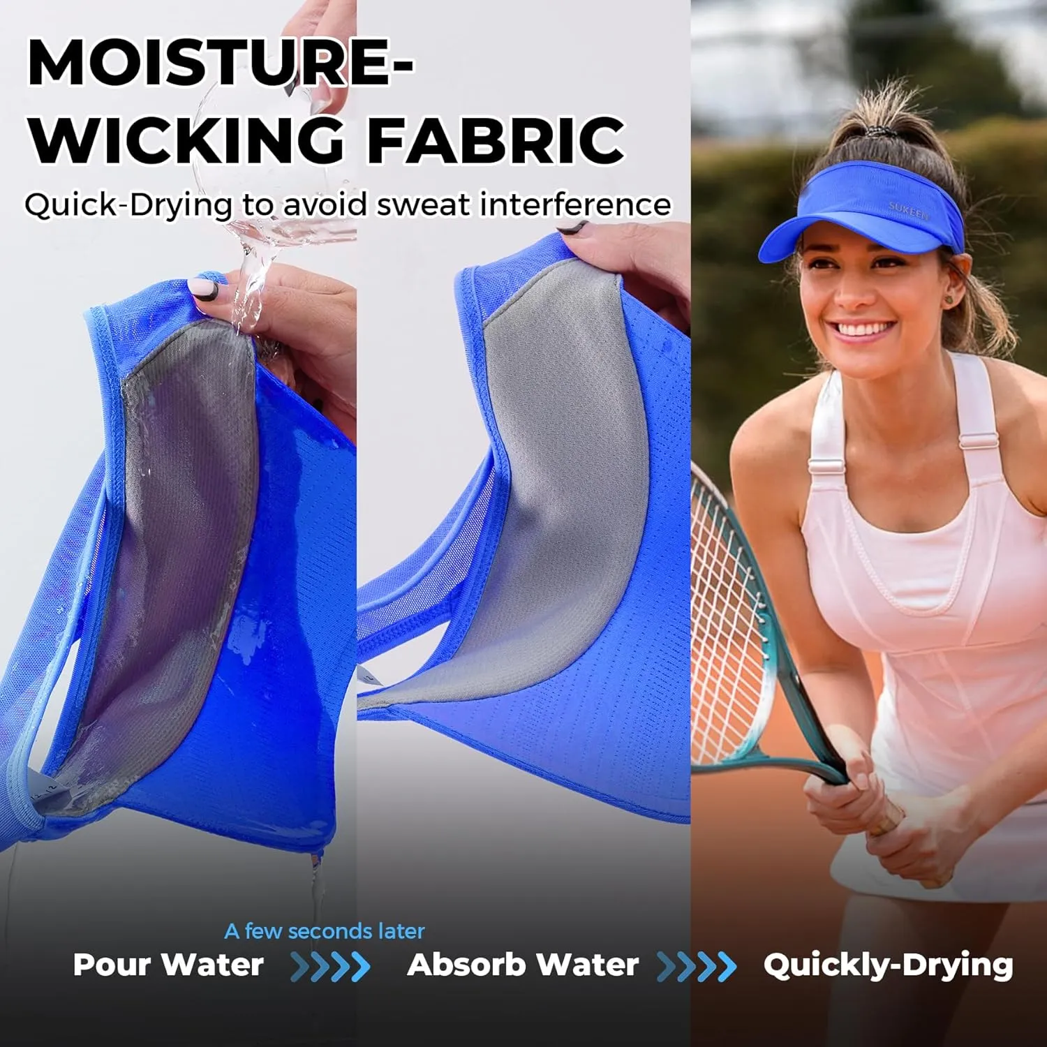 Sukeen Sports Sun Visor Men Women Lightweight Packable Cooling Stretchy Visor Hat for Running, Tennis, Golf