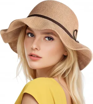 Summer Sun Hats for Women Wide Brim Beach Hats for Women UPF 50  Travel Foldable Beach Hat Floppy Knitted Sun Hat