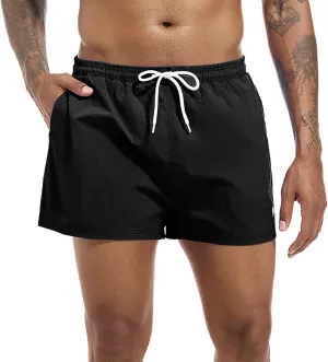 Swim Trunks Mens 3 Inch Mesh Liner Men's Swimwear Bathing Suit Short Swimming Trunks for Men Beach Shorts