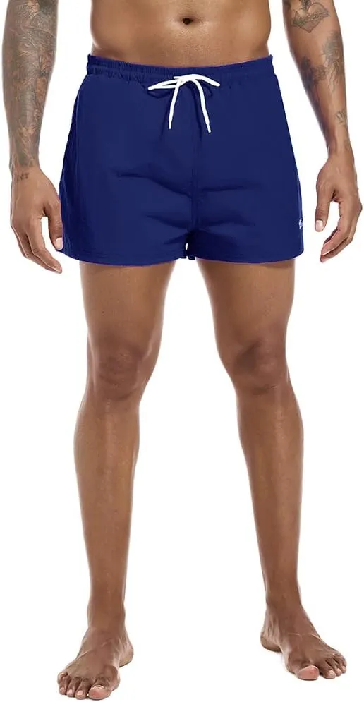 Swim Trunks Mens 3 Inch Mesh Liner Men's Swimwear Bathing Suit Short Swimming Trunks for Men Beach Shorts