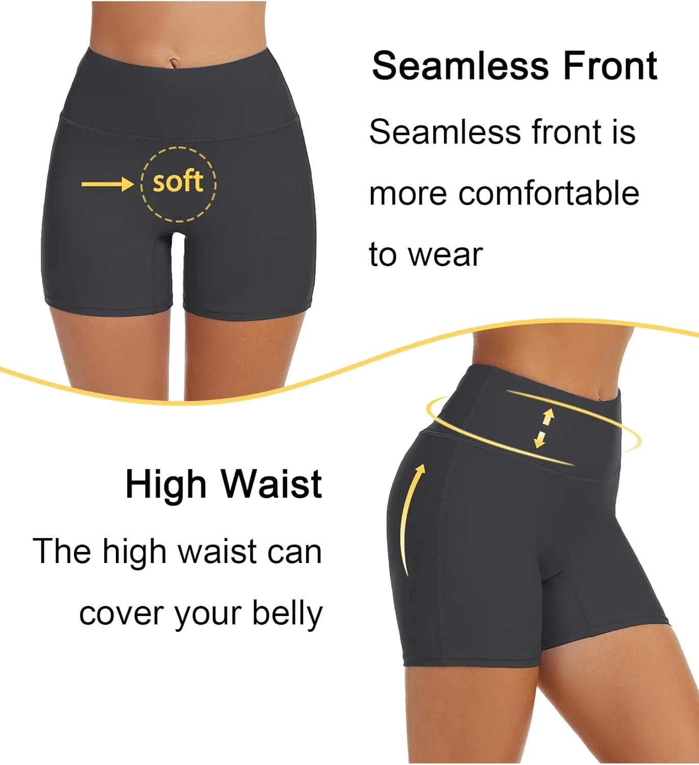 Tournesol Women's Swim Shorts High Waisted Bathing Suit Bottoms Seamless Swimsuit Boy Shorts with Pockets