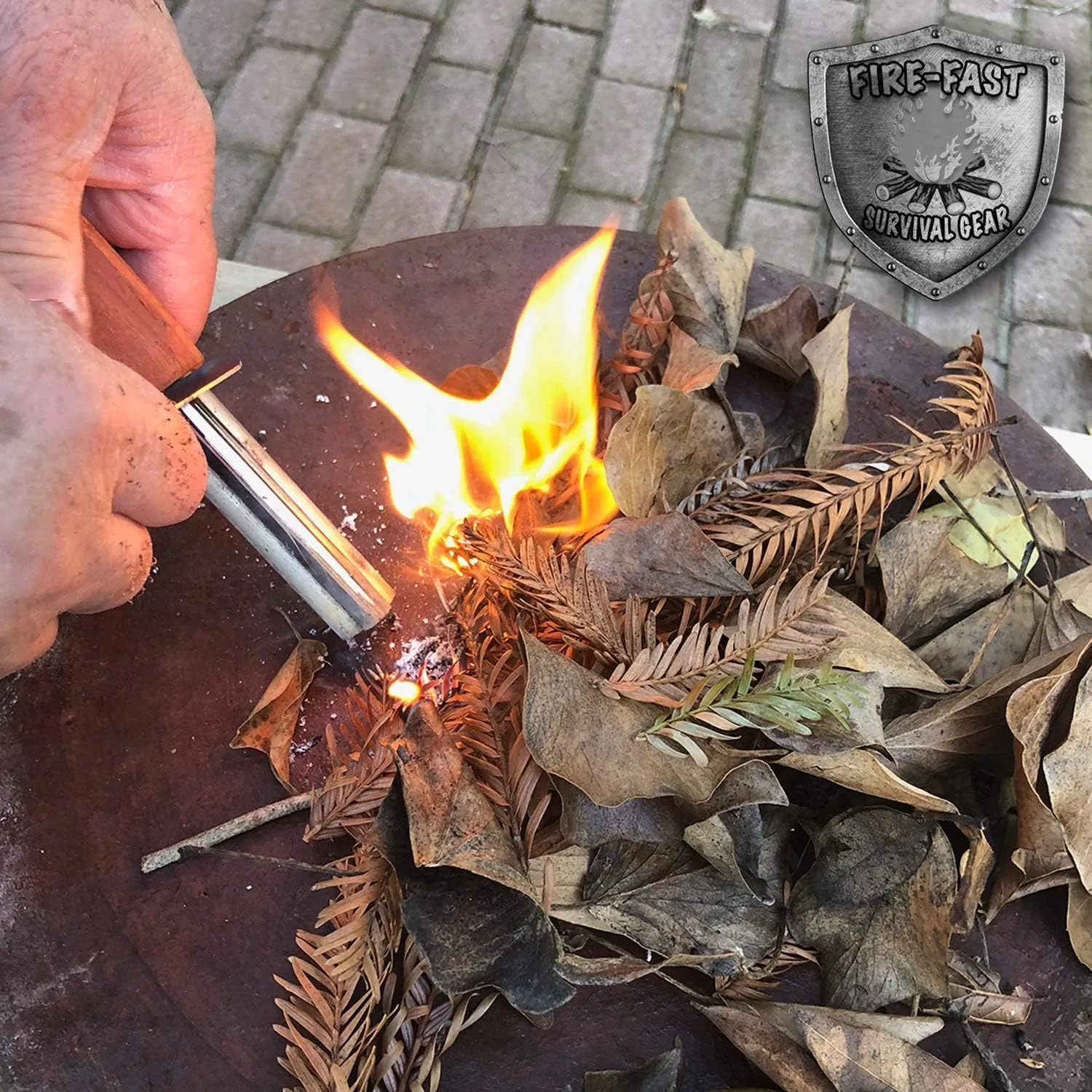 Trekker. Best Emergency Waterproof Survival Fire Starter. Magnesium and Euro Fire Steel Ferro Rod. Compact Durable Tool for Bushcraft, Camping, Backpacking, Hiking, Hunting, or Bug Out Bag