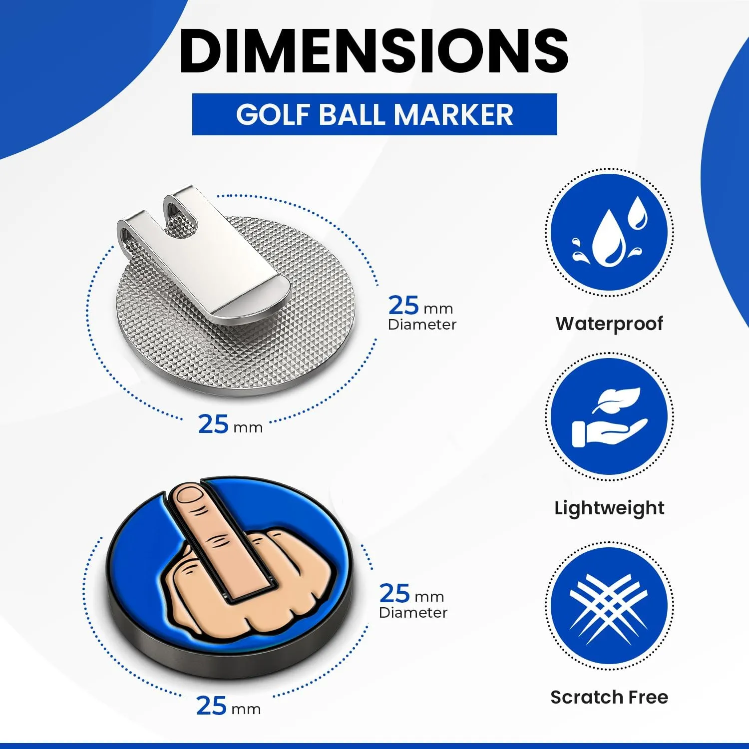 Ultimate Middle Finger Golf Ball Marker | Magnetic Hat Clip | Alignment Ball Mark | Funny Golf Accessory Cap Premium Gift for Golf Enthusiasts