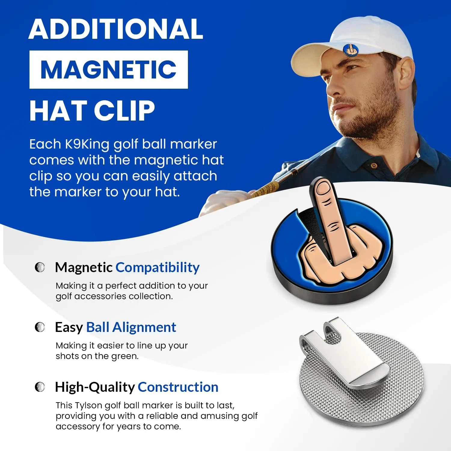Ultimate Middle Finger Golf Ball Marker | Magnetic Hat Clip | Alignment Ball Mark | Funny Golf Accessory Cap Premium Gift for Golf Enthusiasts