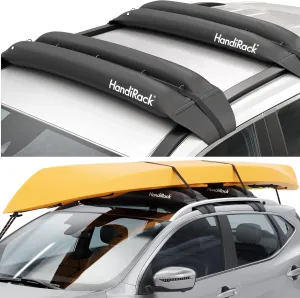Universal Inflatable Soft Roof Rack Bars (Pair); Tie-Downs and Bow and Stern Lines Included; Carrier for Kayaks, Canoes, Surfboards and SUPs; Fits Cars and SUVs