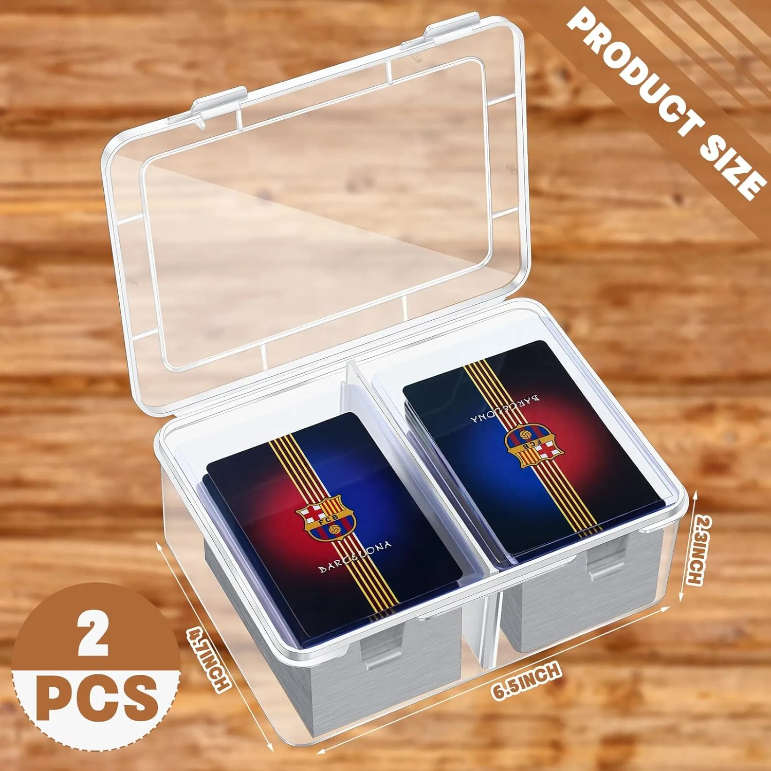 Vicenpal 300 Card Storage Box Compatible with Mtg TCG Clear Plastic Trading Card Storage Box with Removable Divider Hard Trading Deck Case for Baseball Football Game Organizer Collector(2 Pcs)
