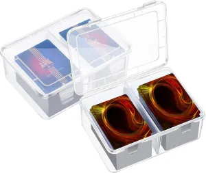 Vicenpal 300 Card Storage Box Compatible with Mtg TCG Clear Plastic Trading Card Storage Box with Removable Divider Hard Trading Deck Case for Baseball Football Game Organizer Collector(2 Pcs)