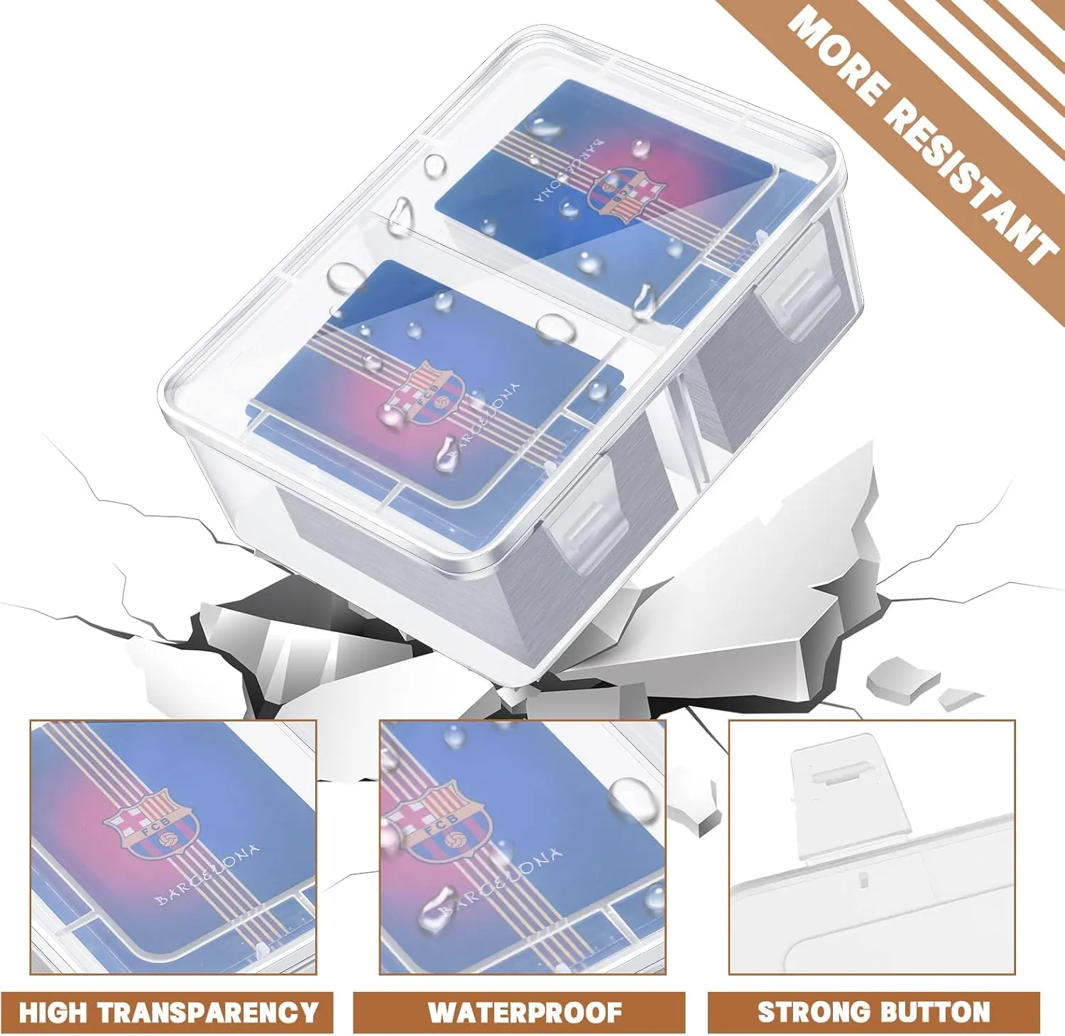 Vicenpal 300 Card Storage Box Compatible with Mtg TCG Clear Plastic Trading Card Storage Box with Removable Divider Hard Trading Deck Case for Baseball Football Game Organizer Collector(2 Pcs)