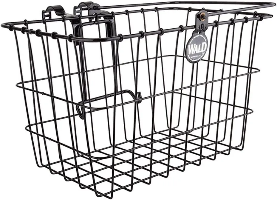 Wald 3133 Front Quick Release Bicycle Basket with Bolt on Clamp (14.5 x 9.5 x 9, Black)