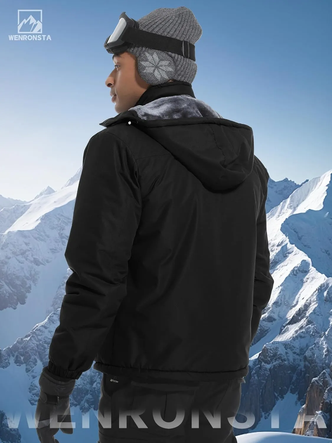 WENRONSTA Men's Ski Snow Jacket Winter Coat Warm Waterproof Windbreaker Mountain Snowboarding Hooded Hiking Traval