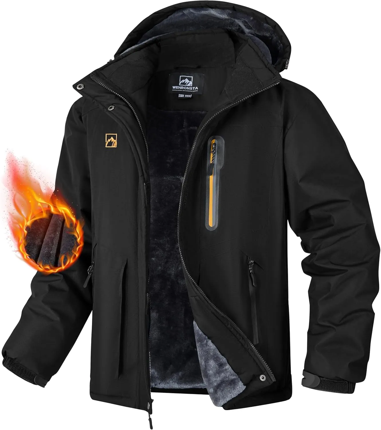 WENRONSTA Men's Ski Snow Jacket Winter Coat Warm Waterproof Windbreaker Mountain Snowboarding Hooded Hiking Traval
