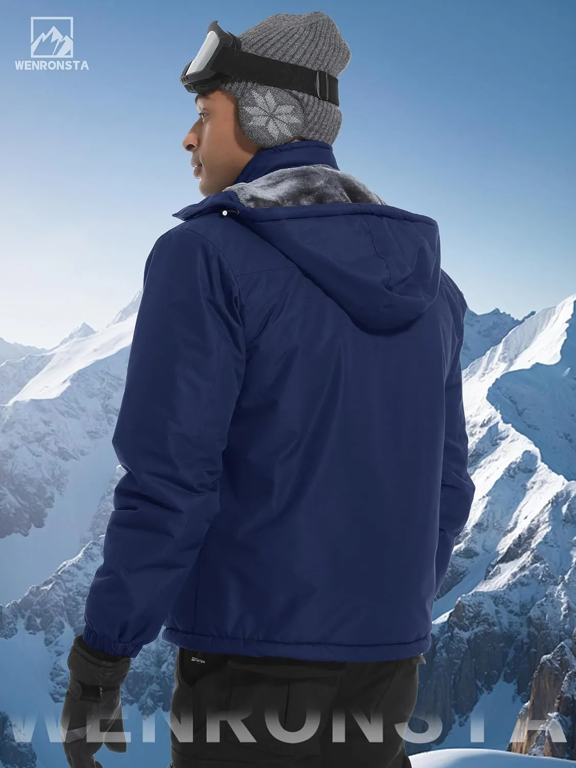 WENRONSTA Men's Ski Snow Jacket Winter Coat Warm Waterproof Windbreaker Mountain Snowboarding Hooded Hiking Traval