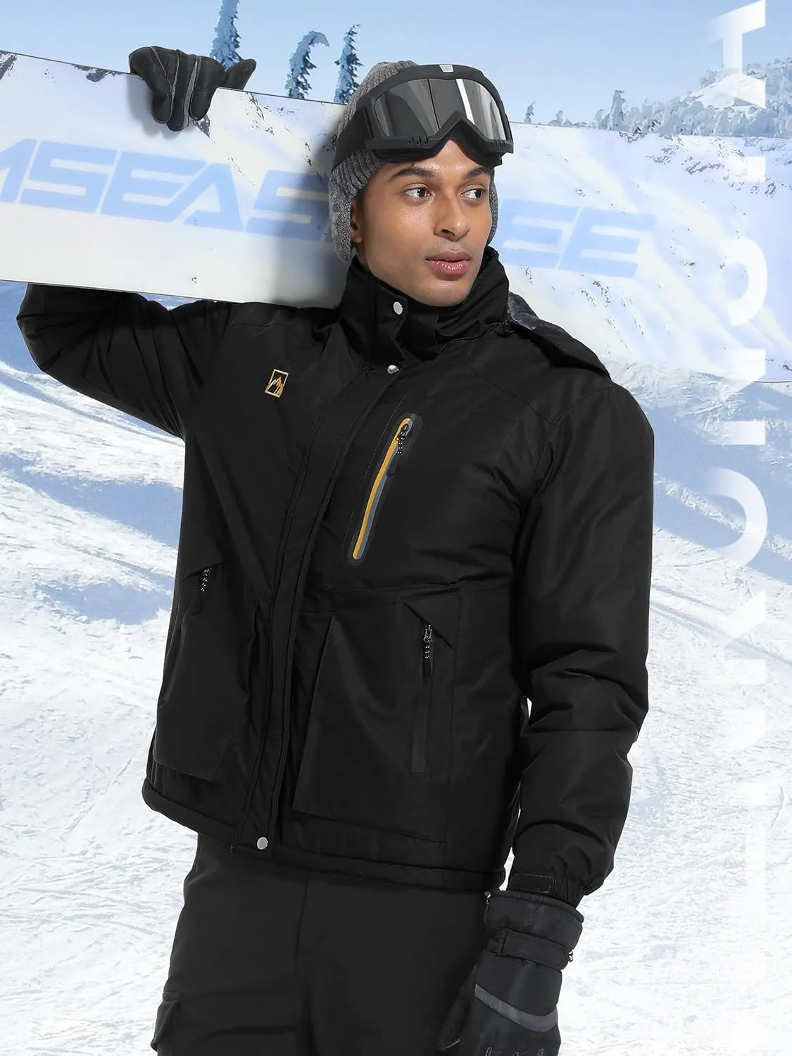 WENRONSTA Men's Ski Snow Jacket Winter Coat Warm Waterproof Windbreaker Mountain Snowboarding Hooded Hiking Traval