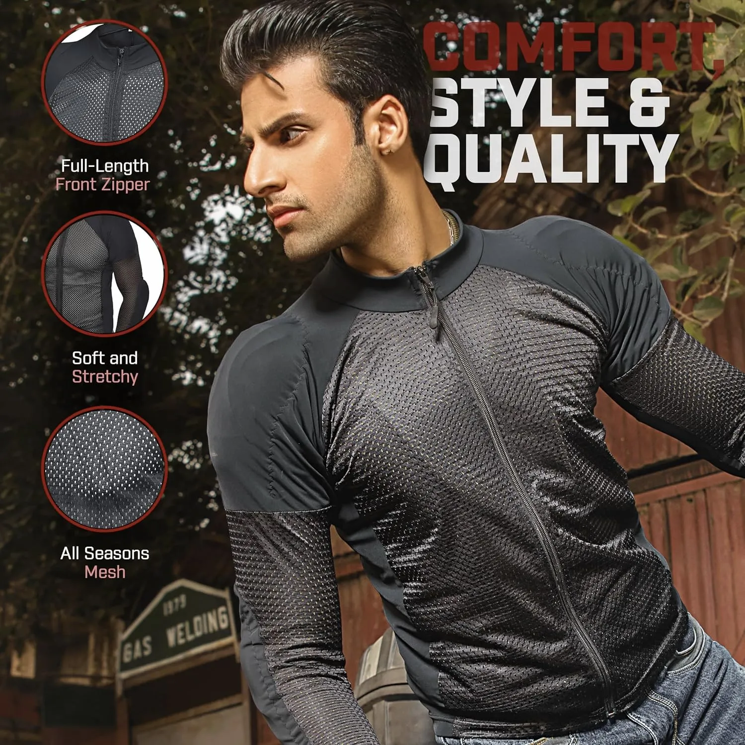 WICKED STOCK Mesh Armored Motorcycle Shirt - CE Level 2 Unisex Motorcycle Protective Shirt for Summer with Removable Padding