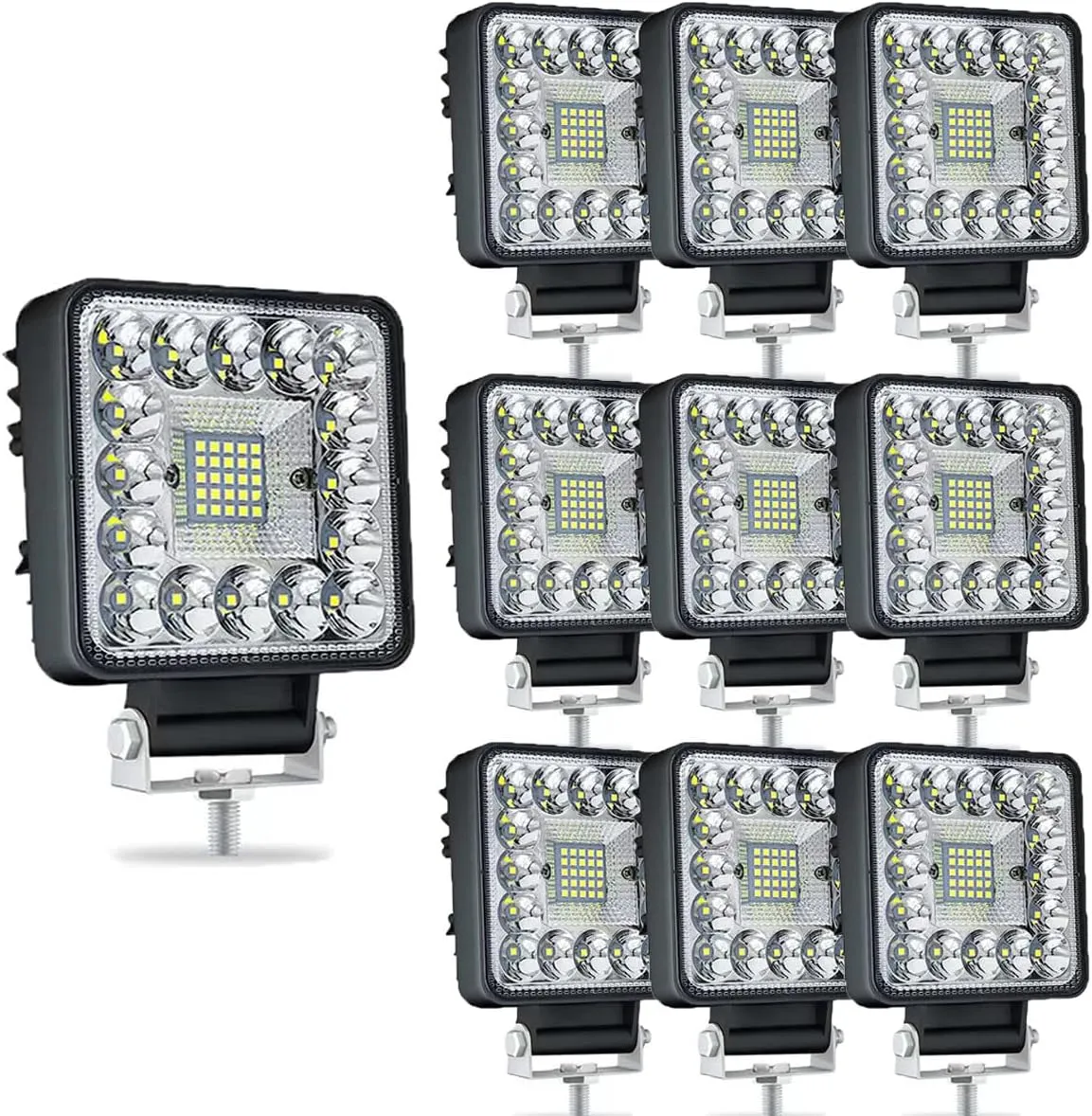 WINBANG LED Tractor Work Lights,4 Inch LED Pods Lights 123W Square 12V 24V Spot Beam Off-Road Driving Fog Light Work Light Bar for Truck Pickup SUV ATV UTV Tractor (10PCS)