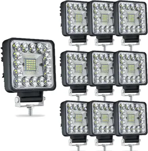 WINBANG LED Tractor Work Lights,4 Inch LED Pods Lights 123W Square 12V 24V Spot Beam Off-Road Driving Fog Light Work Light Bar for Truck Pickup SUV ATV UTV Tractor (10PCS)