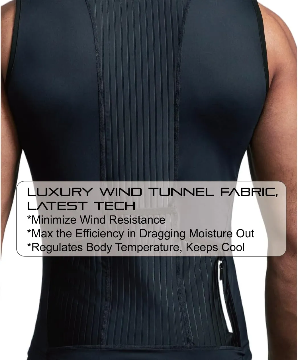 Wind Tunnel Fabric Mens Sleeveless Cycling Jersey Tops Cycling Vest Bike Biking Vest, Reflective Pocket