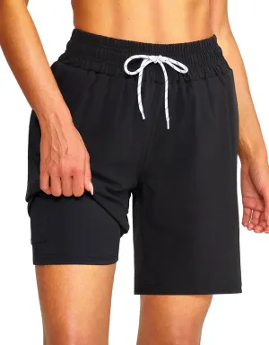 Women's 3''/5''/7'' Swim Board Shorts Quick Dry Beach Shorts with Liner Pockets Swimsuits Bottoms Trunks for Women