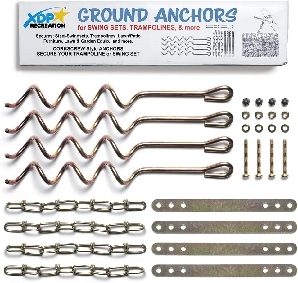 XDP Recreation 70113 Swing Set, Trampoline, & Patio Furniture Metal Ground Anchor Kit Hardware,Bronze