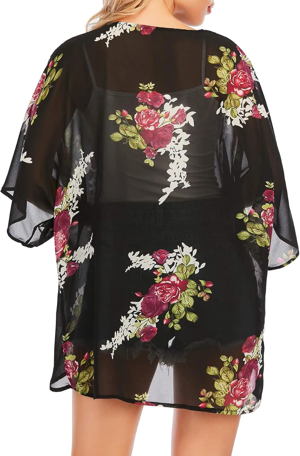 Zando Womens Floral Kimono Cover Ups Short Sleeve Kimono Cardigans Casual Shawl Cardigan Loose Open Front Kimono Tops